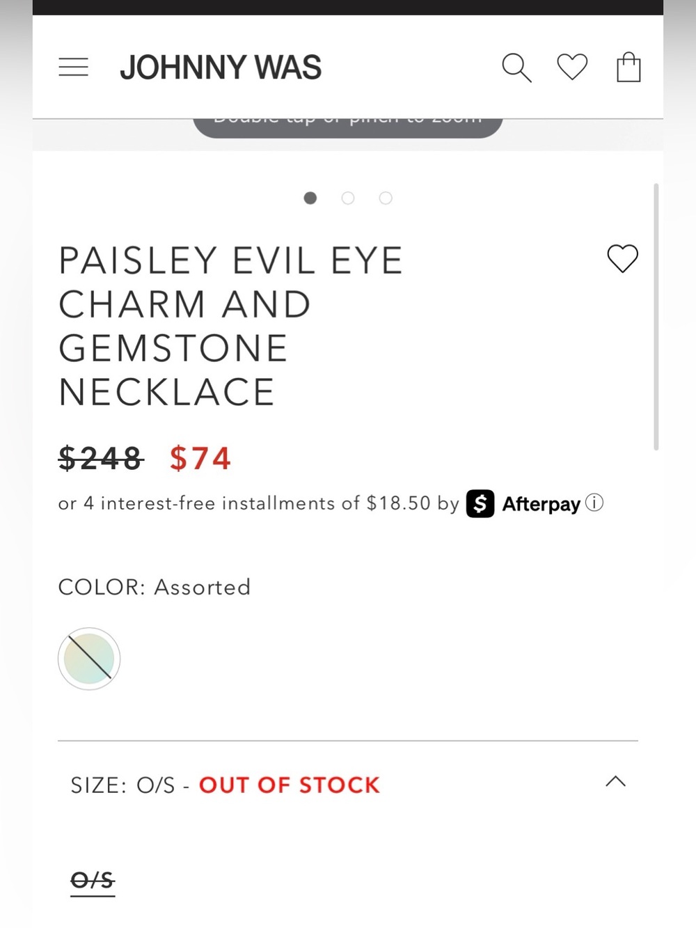 Johnny Was Paisley Evil Eye Charm and Gemstone Necklace - Picture 5 of 6